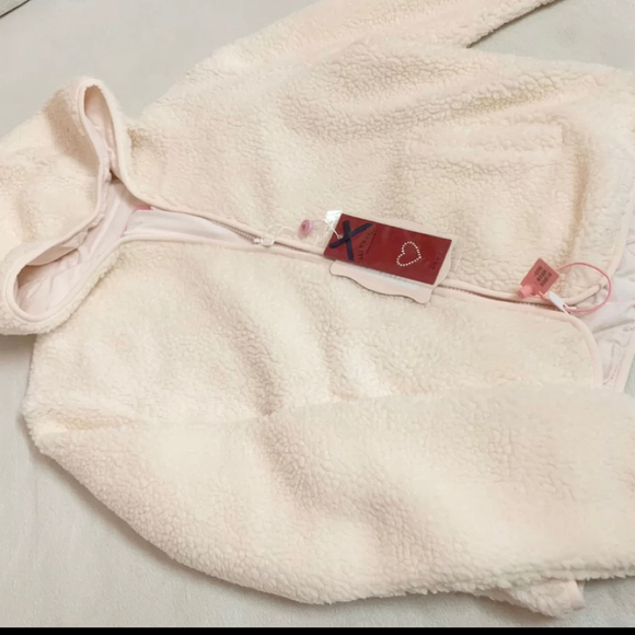 Cream Pink Teddy Zip Hoodie Jacket - Picture 8 of 10